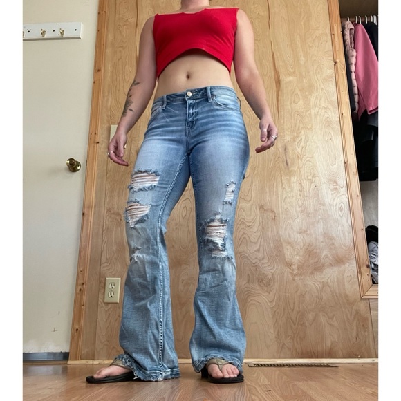 BKE Blue Flare Wide Leg Jeans - Picture 3 of 6